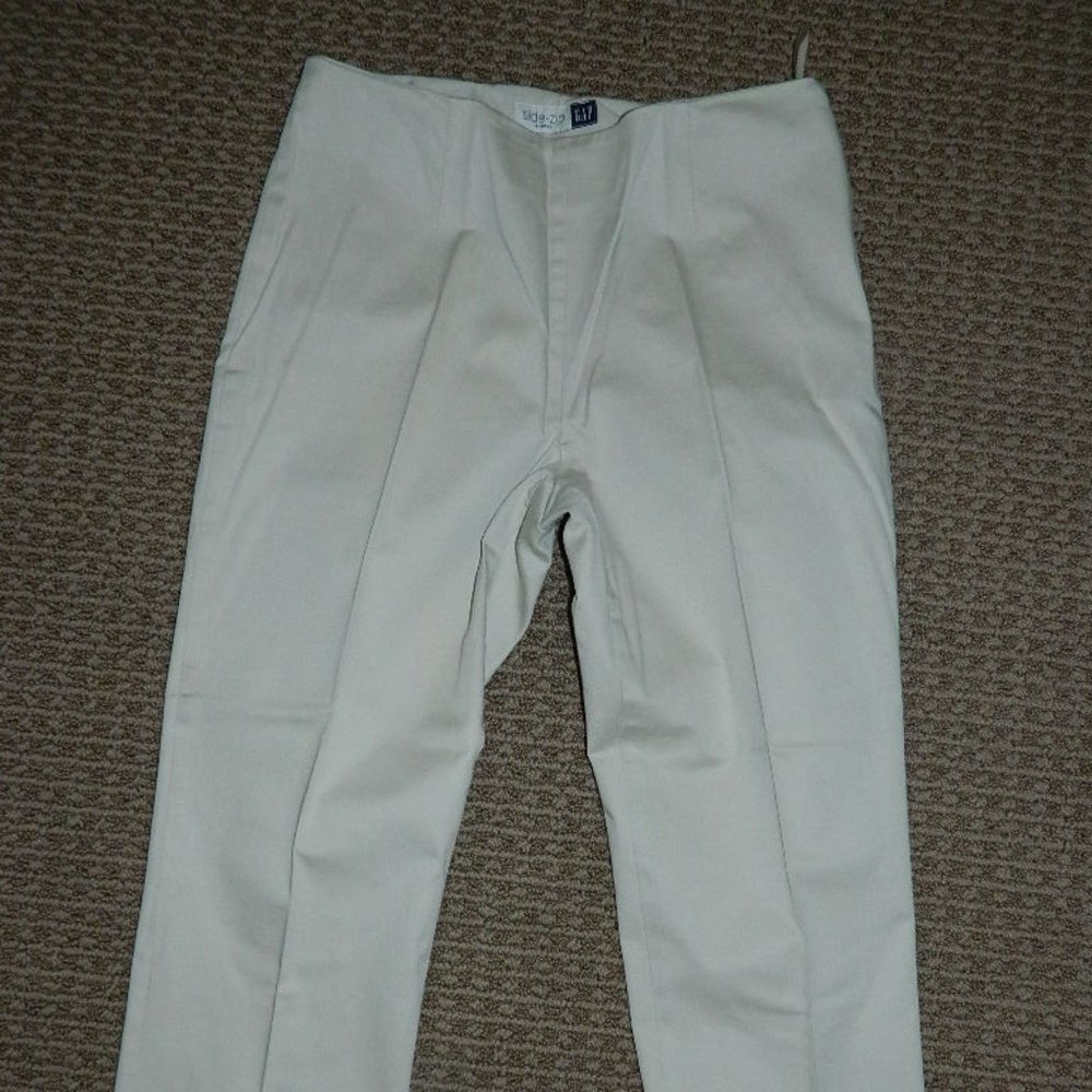 Vintage GAP Side Zip Stretch Cotton Straigh Leg Smooth Front Pants , size 10
